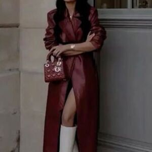 Burgundy faux leather jacket